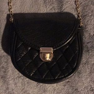 A black leather bag